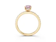 Fancy Pink Pear Cut Diamond Pavé Band Ring Set in Yellow gold with Prong-Set Center Stone