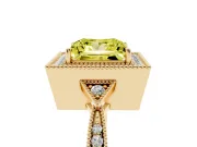 Princess Cut Milgrain Halo Engagement Ring Setting for a Fancy Yellow Lab-Grown Diamond | Graduated Pavé | Yellow Gold