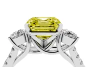 Asscher Cut Three-Stone Engagement Ring Setting for a Fancy Yellow Lab-Grown Diamond | Platinum
