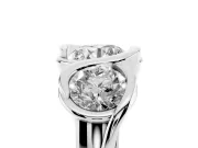 Round Cut Diamond Three-Stone Wave Ring Set in Platinum with Bezel Setting