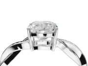Cushion Cut Twisted Pavé Solitaire Engagement Ring Setting | Open Basket | White Gold
