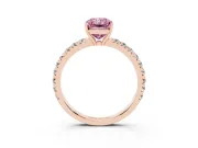 Radiant Cut Pave Solitaire Engagement Ring Setting for a Fancy Pink Lab-Grown Diamond | Shared Prong Band | Rose Gold