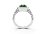 Round Milgrain Halo Engagement Ring Setting for a Fancy Green Lab-Grown Diamond | Side Stones | Platinum