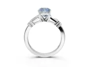 Cushion Cut Tapered Baguette Engagement Ring Setting for a Fancy Blue Lab-Grown Diamond | Platinum
