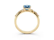 Fancy Blue Radiant Cut Diamond Cluster Solitaire Ring Set in Yellow gold with Prong Setting