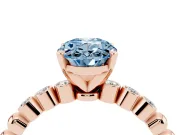 Oval Beaded Solitaire Engagement Ring Setting for a Fancy Blue Lab-Grown Diamond | Rose Gold