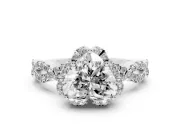 Heart-Shaped Milgrain Halo Engagement Ring Setting | Graduated Shoulders | Sterling Silver