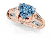 Heart-Shaped Vintage Milgrain Engagement Ring Setting for a Fancy Blue Lab-Grown Diamond | Hidden Halo | Rose Gold