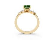 Radiant Cut Floral Engagement Ring Setting for a Fancy Green Lab-Grown Diamond | Marquise Side Stones | Yellow Gold