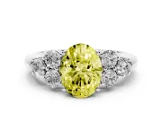 Oval Side Stone Engagement Ring Setting for a Fancy Yellow Lab-Grown Diamond | White Gold