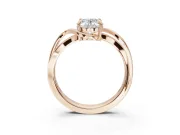 Oval Bypass Solitaire Engagement Ring Setting | Pavé and Plain Strands | Rose Gold