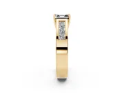 Fancy Black Asscher Cut Diamond Solitaire Ring Set in Yellow gold with Channel-Set Accent Stones and Prong Setting