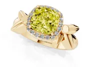 Cushion Cut Floral Halo Engagement Ring Setting for a Fancy Yellow Lab-Grown Diamond | Yellow Gold