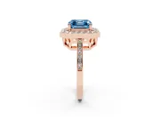 Asscher Cut Halo Engagement Ring Setting for a Fancy Blue Lab-Grown Diamond | Polished Halo Rim | Rose Gold
