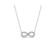 Round Lab-Grown Diamond Pavé Infinity Pendant Necklace | Crossover Strand | Sterling Silver