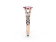Oval Graduated Side Stone Engagement Ring Setting for a Fancy Pink Lab-Grown Diamond | Flat Top Band | Rose Gold