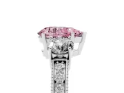 Pear-Shaped Three Stone Engagement Ring Setting for a Fancy Pink Lab-Grown Diamond | Graduated Pave Band | White Gold