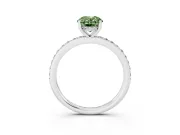 Fancy Green Oval Cut Diamond Pavé Band Ring Set in Platinum with Prong-Set Center Stone