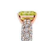 Emerald Cut Multi Row Pave Engagement Ring Setting for a Fancy Yellow Lab-Grown Diamond | Rose Gold
