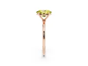 Fancy Yellow Oval Cut Diamond Solitaire Engagement Ring Set in Rose gold with Thin Band and Prong Setting