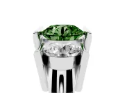 Fancy Green Round Cut Diamond Three-Stone Channel Set Ring Set in White gold with Smooth Polished Band