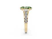 Marquise Graduated Side Stone Engagement Ring Setting for a Fancy Green Lab-Grown Diamond | Flat Top Band | Yellow Gold