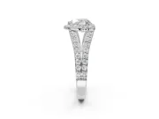 Heart-Shaped Halo Pavé Engagement Ring Setting | Narrow Split Shank | Sterling Silver