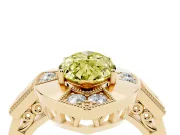 Fancy Yellow Marquise Cut Diamond Milgrain Halo Ring Set in Yellow gold with Split Shank