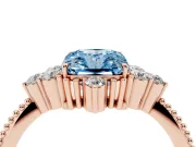 Fancy Blue Radiant Cut Diamond Cluster Ring Set in Rose gold with Beaded Band