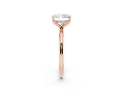 Radiant Cut Diamond Solitaire Engagement Ring Set in Rose gold with Prong Setting and Polished Band