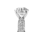 Round Cut Diamond Solitaire Ring Set in Silver with Prong Setting and Pavé-Set Band