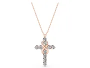 Round Lab-Grown Diamond Infinity Cross Pendant Necklace | Prong-Set Arms | Rose Gold