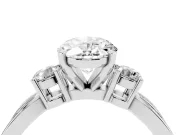 Oval Three-Stone Pavé Twist Engagement Ring Setting | Split Shank | White Gold