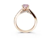 Cushion Cut Pavé Solitaire Engagement Ring Setting for a Fancy Pink Lab-Grown Diamond | Crossover Gallery | Rose Gold