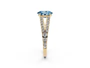 Oval Graduated Split Shank Engagement Ring Setting for a Fancy Blue Lab-Grown Diamond | Yellow Gold