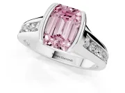 Emerald Cut Half Bezel Engagement Ring Setting for a Fancy Pink Lab-Grown Diamond | Platinum