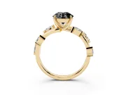 Round Twisted Vine Engagement Ring Setting for a Black Center | Marquise Side Stones | Yellow Gold