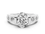 Oval Tension Style Engagement Ring Setting | Flush Set Accents | White Gold