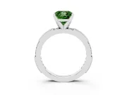 Fancy Green Princess Cut Diamond Solitaire Ring Set in Platinum with Slim Pavé Band and Prong Setting