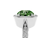 Round Milgrain Halo Engagement Ring Setting for a Fancy Green Lab-Grown Diamond | Side Stones | Platinum