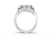 Heart-Shaped Halo Side Cluster Engagement Ring Setting | Graduated Channel Band | Sterling Silver