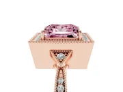 Princess Cut Milgrain Halo Engagement Ring Setting for a Fancy Pink Lab-Grown Diamond | Graduated Pavé | Rose Gold