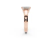 Emerald Cut Pavé Collar Solitaire Engagement Ring Setting | Wide Polished Band | Rose Gold