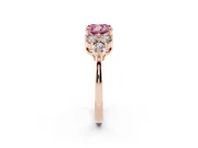 Cushion Cut Cluster Side Stone Engagement Ring Setting for a Fancy Pink Lab-Grown Diamond | Plain Band | Rose Gold