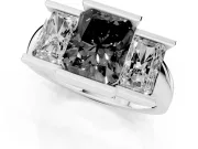 Radiant Cut Channel-Set Three Stone Engagement Ring Setting for a Black Center | Platinum