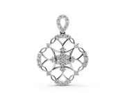 Round Lab-Grown Diamond Openwork Cluster Pendant Necklace | Quatrefoil Frame | White Gold
