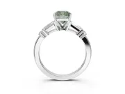 Cushion Cut Tapered Baguette Engagement Ring Setting for a Fancy Green Lab-Grown Diamond | Platinum