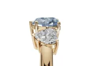 Heart-Shaped Three Stone Engagement Ring Setting for a Fancy Blue Lab-Grown Diamond | Plain Band | Yellow Gold
