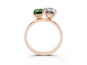 Fancy Green Emerald Cut and Emerald Cut Toi Moi Ring Set in Rose gold with Prong Setting