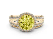 Round Halo Engagement Ring Setting for a Fancy Yellow Lab-Grown Diamond | Split Shank | Yellow Gold